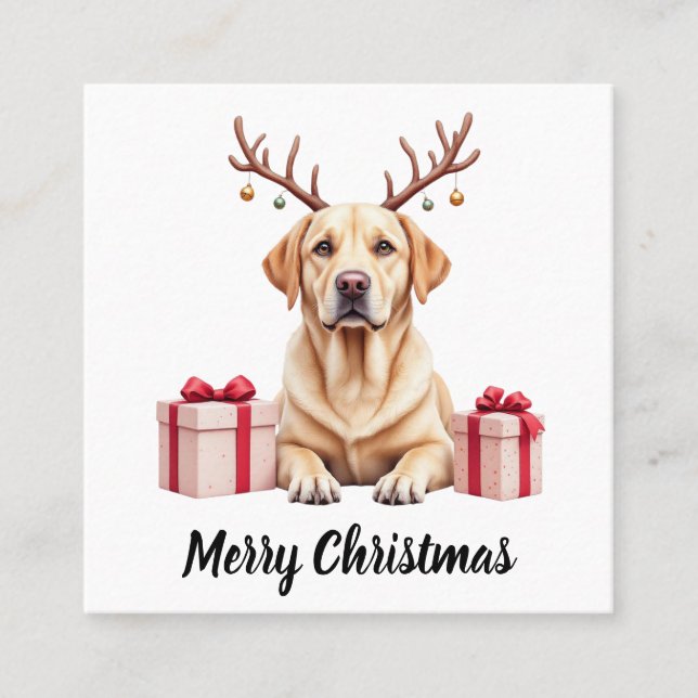 Labrador Reindeer Square Business Card (Front)