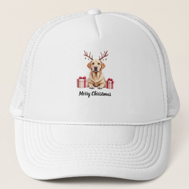 Labrador Reindeer Trucker Hat (Front)
