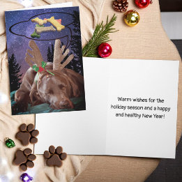 Labrador Retreiver in Antlers Dreams Dog Treats Holiday Card