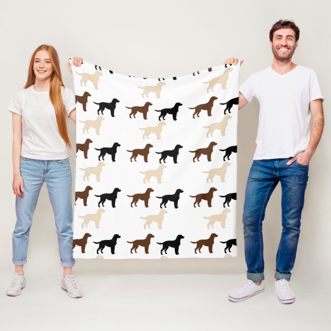 labrador retriever all colors silhouettes fleece blanket (In Situ)