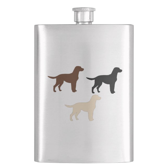 labrador retriever all colours silhouettes hip flask (Front)