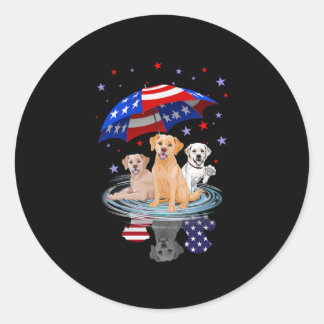 Labrador Retriever American Flag Shadow Classic Round Sticker