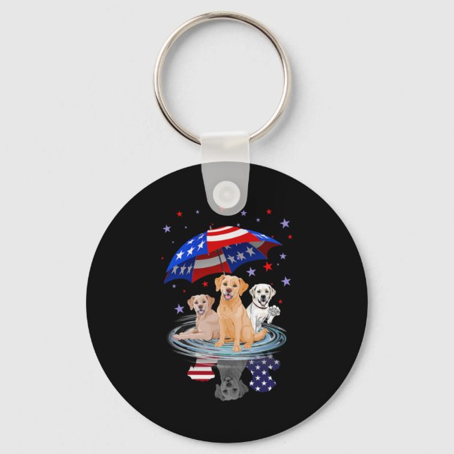 Labrador Retriever American Flag Shadow Key Ring (Front)