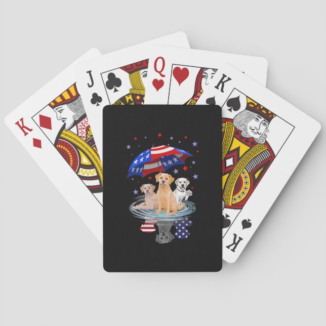 Labrador Retriever American Flag Shadow Playing Cards (Back)