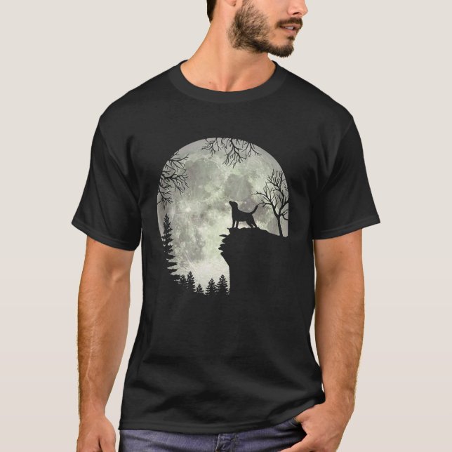 Labrador Retriever And Moon Halloween T-Shirt (Front)