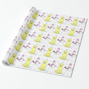 Labrador Retriever And Snowman Wrapping Paper