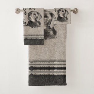 Labrador Retriever art when everything fails quote Bath Towel Set