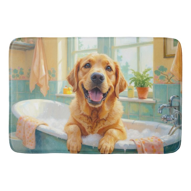 Labrador Retriever Bath Time Happy Bathroom Decor Mat (Front)