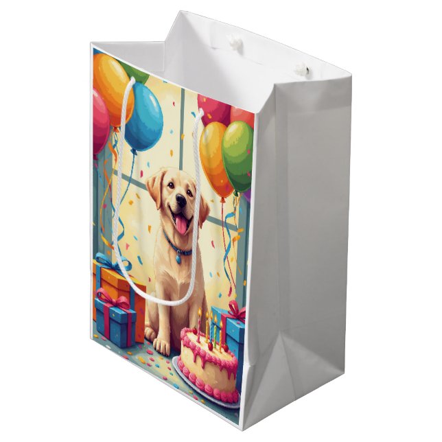 Labrador Retriever Birthday Celebration Medium Gift Bag (Front Angled)