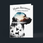 Labrador Retriever Birthday For Grandson Card<br><div class="desc">Double exposure of a Labrador Retriever profile silhouette with ducks and a mountain scene isolated on a white background.
The text is editable.</div>