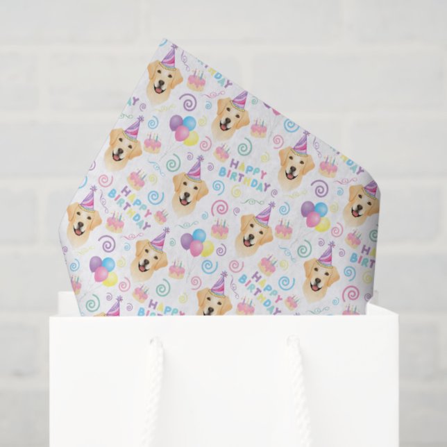 Labrador Retriever Birthday Tissue Paper in White (Gift Bag)