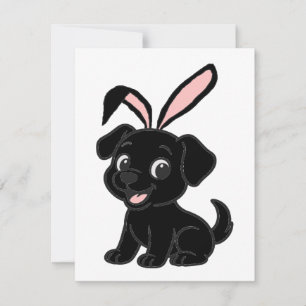 Labrador Retriever Black Easter Sitting Cartoon Card