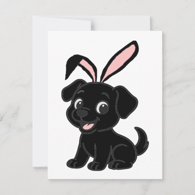 Labrador Retriever Black Easter Sitting Cartoon Card (Front)