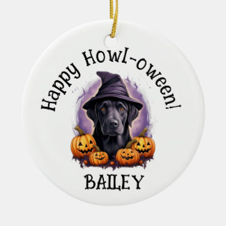 Labrador Retriever Black Lab Dog Halloween  Ceramic Tree Decoration