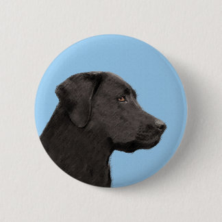 Labrador Retriever Black Painting Original Dog Art 6 Cm Round Badge