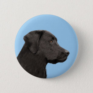 Labrador Retriever Black Painting Original Dog Art 6 Cm Round Badge