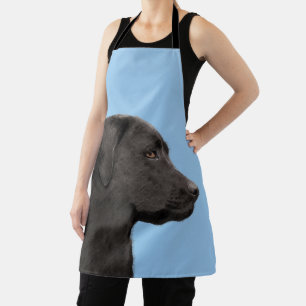 Labrador Retriever Black Painting Original Dog Art Apron