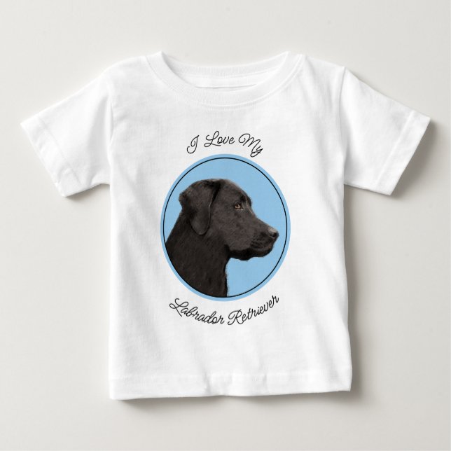 Labrador Retriever Black Painting Original Dog Art Baby T-Shirt (Front)
