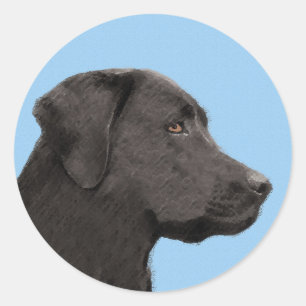 Labrador Retriever Black Painting Original Dog Art Classic Round Sticker