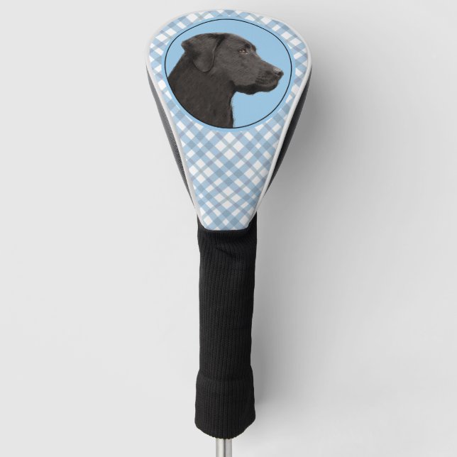 Labrador Retriever Black Painting Original Dog Art Golf Head Cover (Front)
