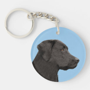 Labrador Retriever Black Painting Original Dog Art Key Ring