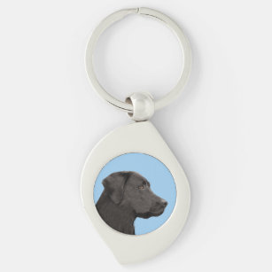 Labrador Retriever Black Painting Original Dog Art Key Ring