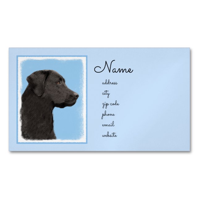 Labrador Retriever Black Painting Original Dog Art Magnetic Business Card (Front)