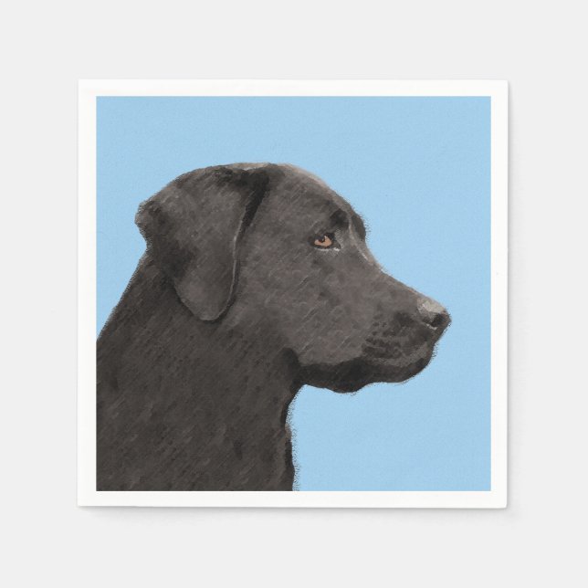 Labrador Retriever Black Painting Original Dog Art Napkin (Front)