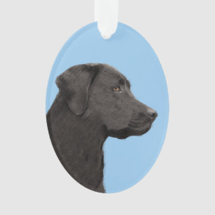 Labrador Retriever Black Painting Original Dog Art Ornament