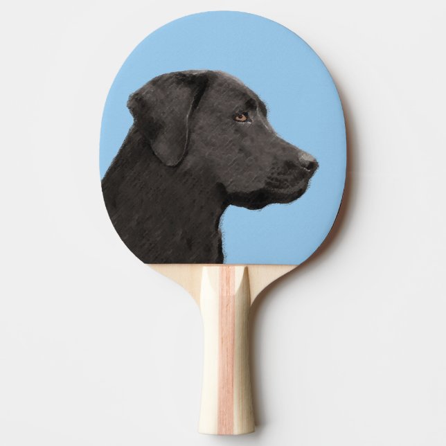 Labrador Retriever Black Painting Original Dog Art Ping Pong Paddle (Front)