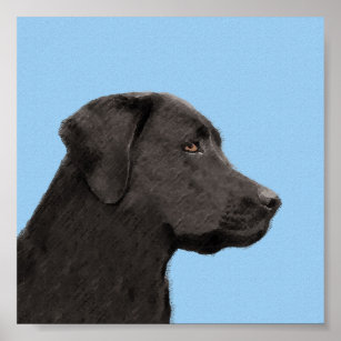 Labrador Retriever Black Painting Original Dog Art Poster