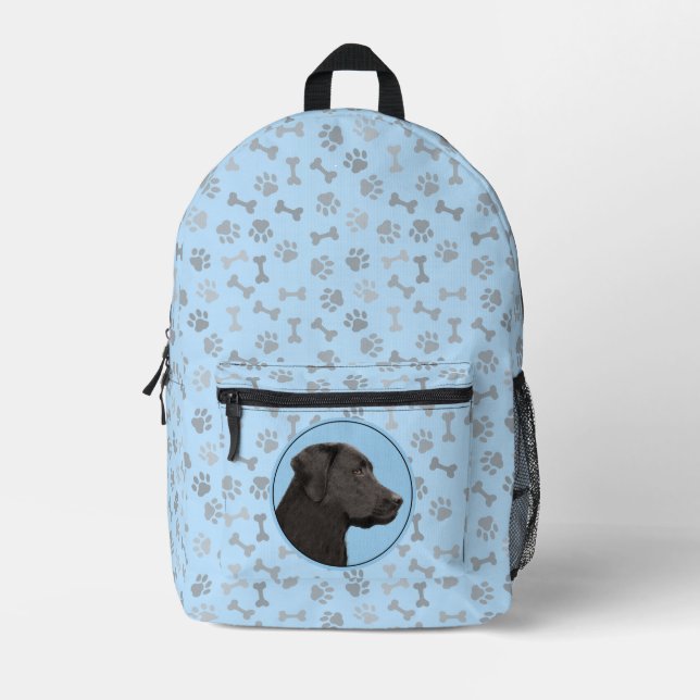 Labrador Retriever Black Painting Original Dog Art Printed Backpack (Front)