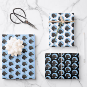 Labrador Retriever Black Painting Original Dog Art Wrapping Paper Sheet