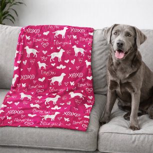 Labrador Retriever Blanket with Heart Doodles 