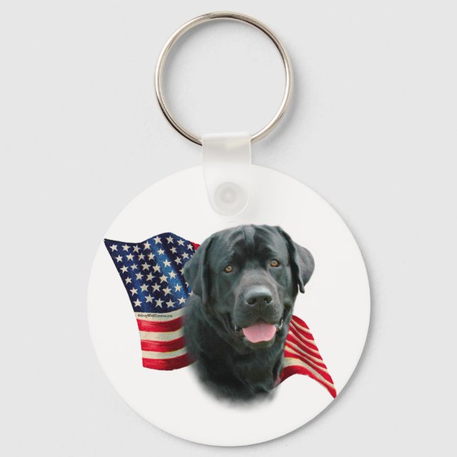 Labrador Retriever (blk) Flag Key Ring (Front)