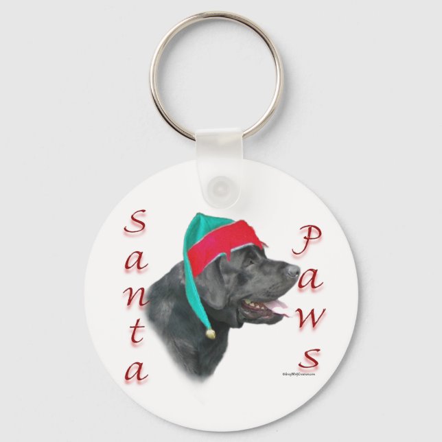 Labrador Retriever (blk) Santa Paws Key Ring (Front)