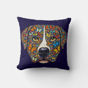 Labrador Retriever Butterfly Kaleidoscope Portrait Cushion