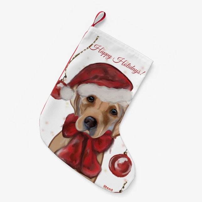 Labrador Retriever  Canvas Print Small Christmas Stocking (Front (Hanging))