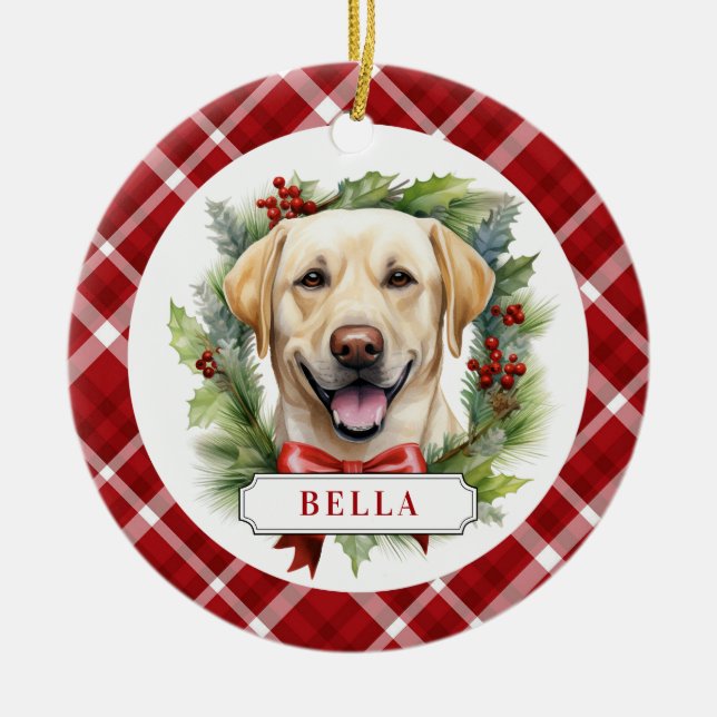 Labrador Retriever Ceramic Circle Ornament (Front)