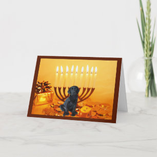 Labrador Retriever  Chanukah Card Menorah