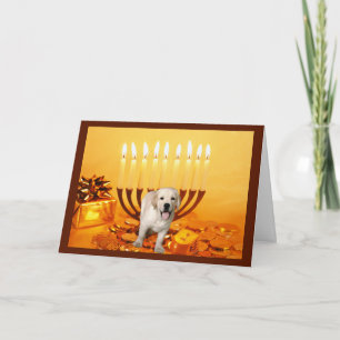 Labrador Retriever  Chanukah Card Menorah