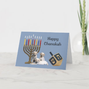 Labrador Retriever Chanukah Card Menorah Dreidel