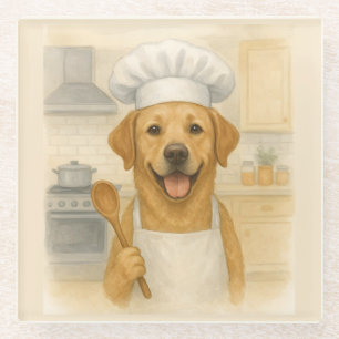 Labrador Retriever Chef Funny Home Cooking Glass Coaster