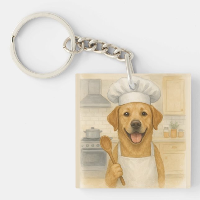 Labrador Retriever Chef Funny Home Cooking Key Ring (Front)