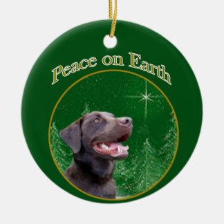 Labrador Retriever (choc) Peace Ceramic Tree Decoration