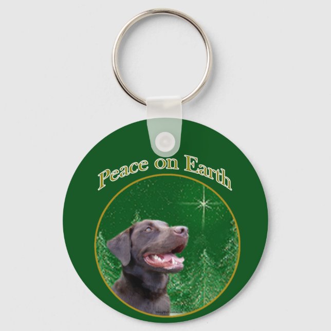 Labrador Retriever (choc) Peace Key Ring (Front)