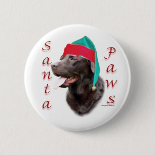 Labrador Retriever (choc) Santa Paws 6 Cm Round Badge