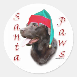 Labrador Retriever (choc) Santa Paws Classic Round Sticker