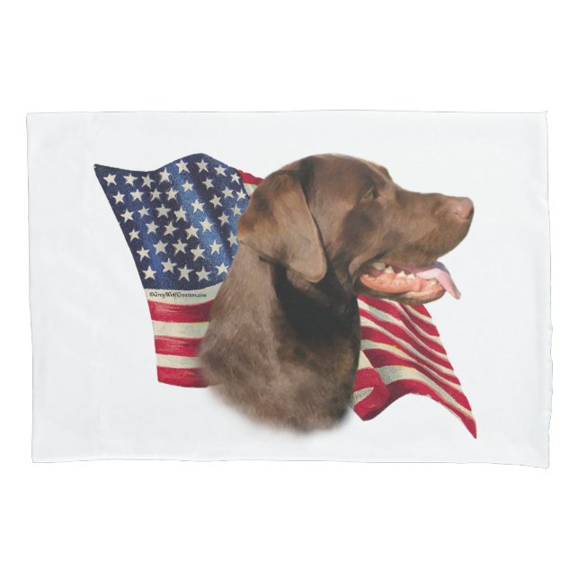 Labrador Retriever (chocolate) Flag Pillowcase (Front)