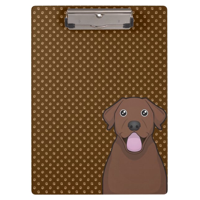 Labrador Retriever (Chocolate Lab) Cartoon Paws Clipboard (Front)